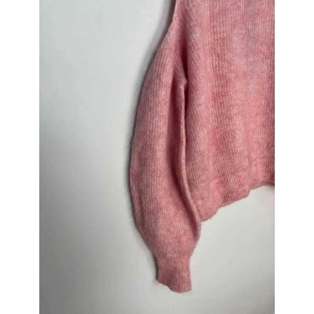 Diesel Cold Shoulder Mohair‎ Blend Sweater Women S Pink Fuzzy Knit Pullover